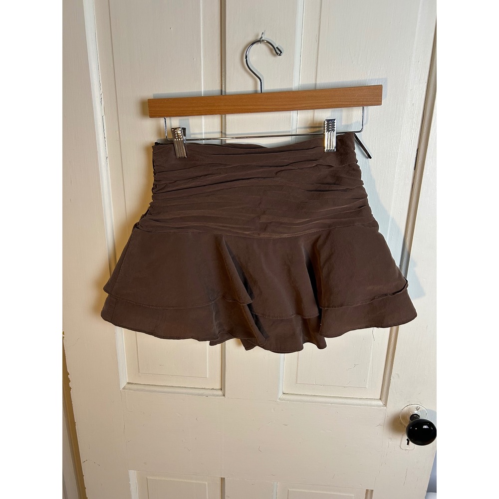 Zara Womens Brown Tiered Ruffle Mini Skort Size M 4661/524/753